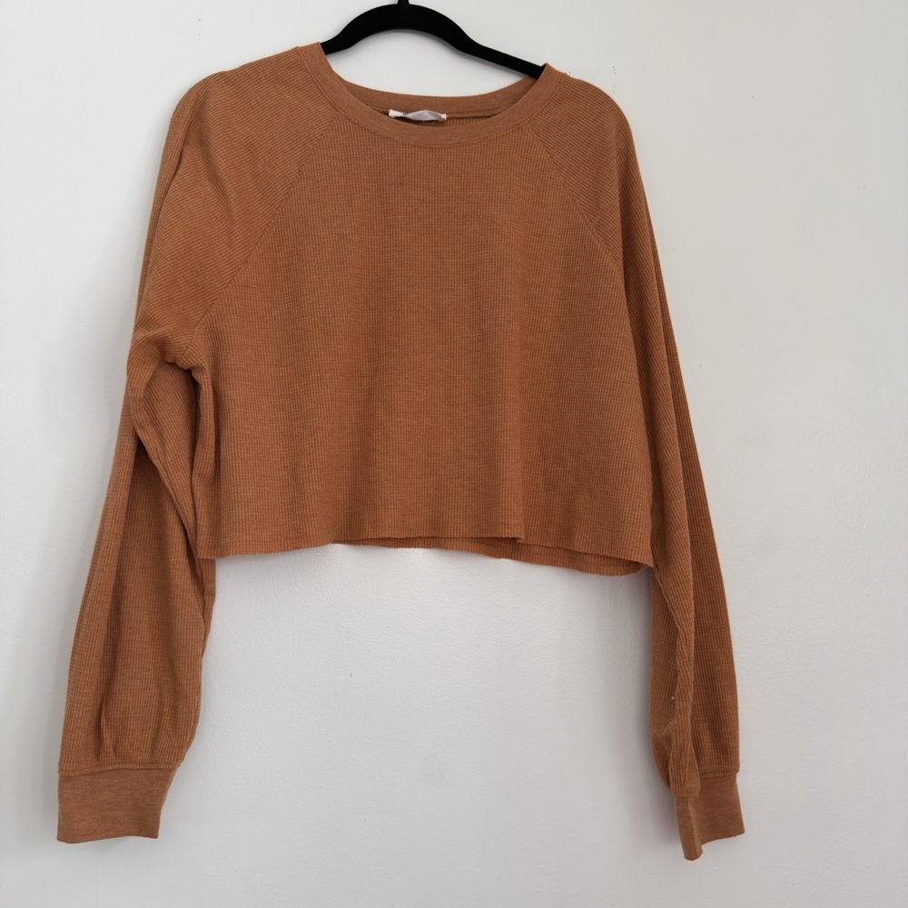 Double Zero Tan Long Sleeve Crop Top